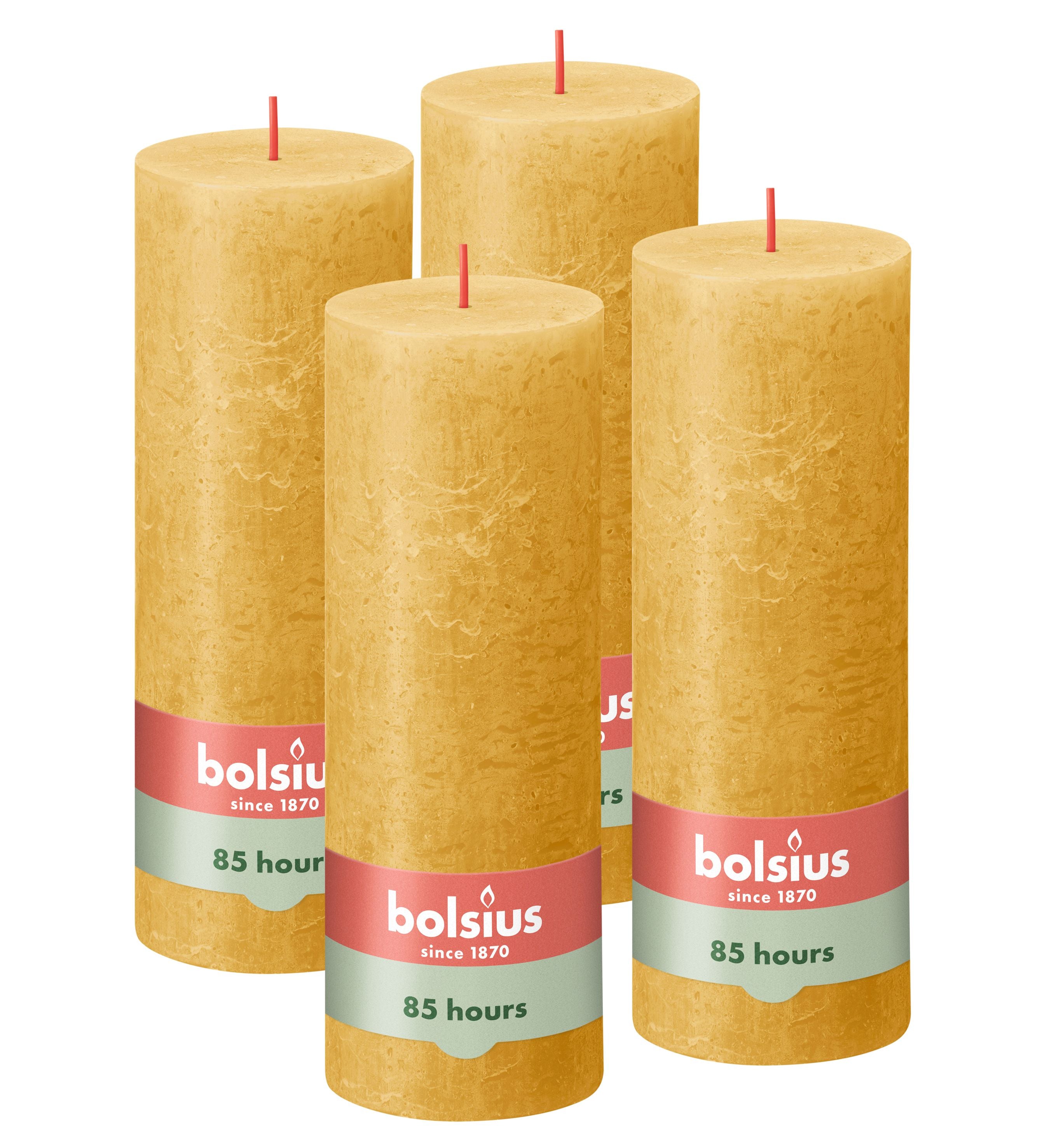 Bolsius rustieke kaarsen - okergeel - 19cm