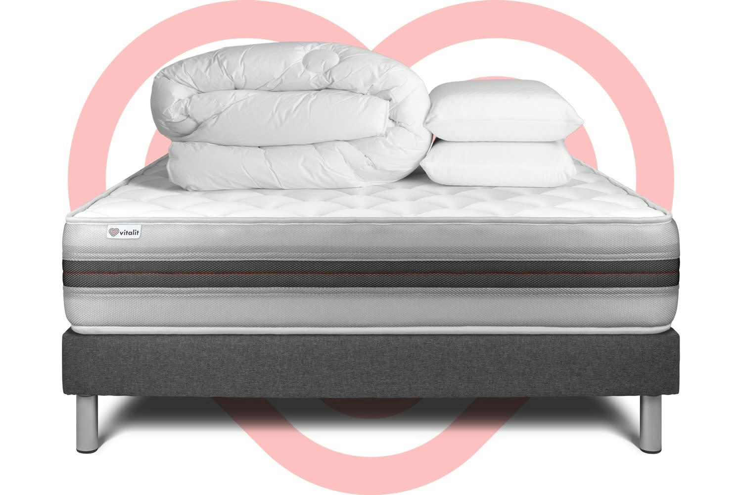 VITALMEMO BACK - Pack Mousse  à mémoire de forme[ 140x190cm kit Gris