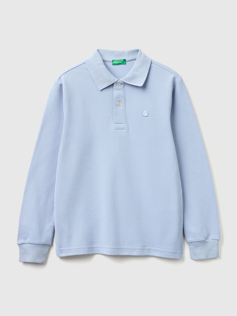 Long sleeve polo in cotton