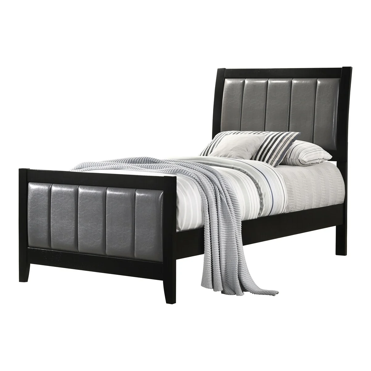 Halliday Black and Grey 2-piece Panel Bedroom Set with Nightstand