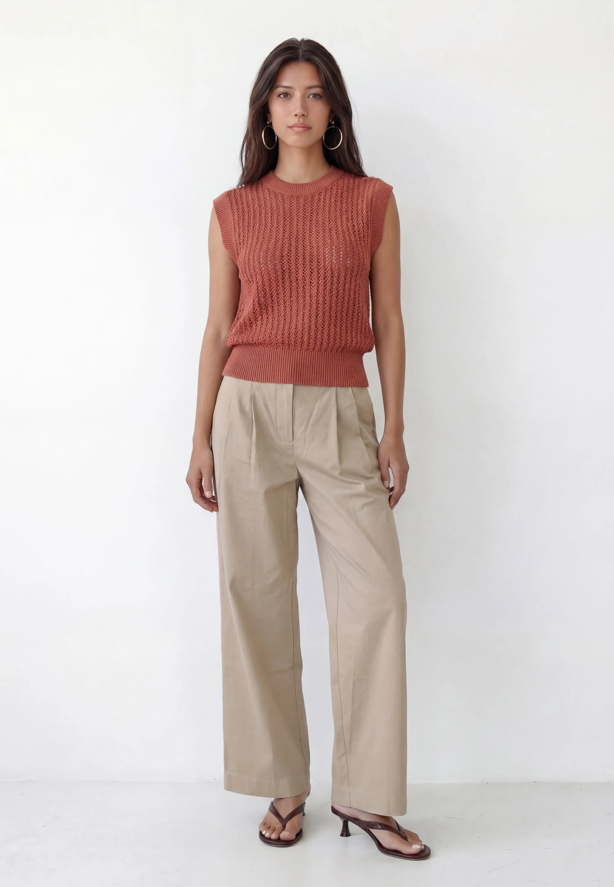 PULL SANS MANCHE - CLOVIS - TERRACOTTA