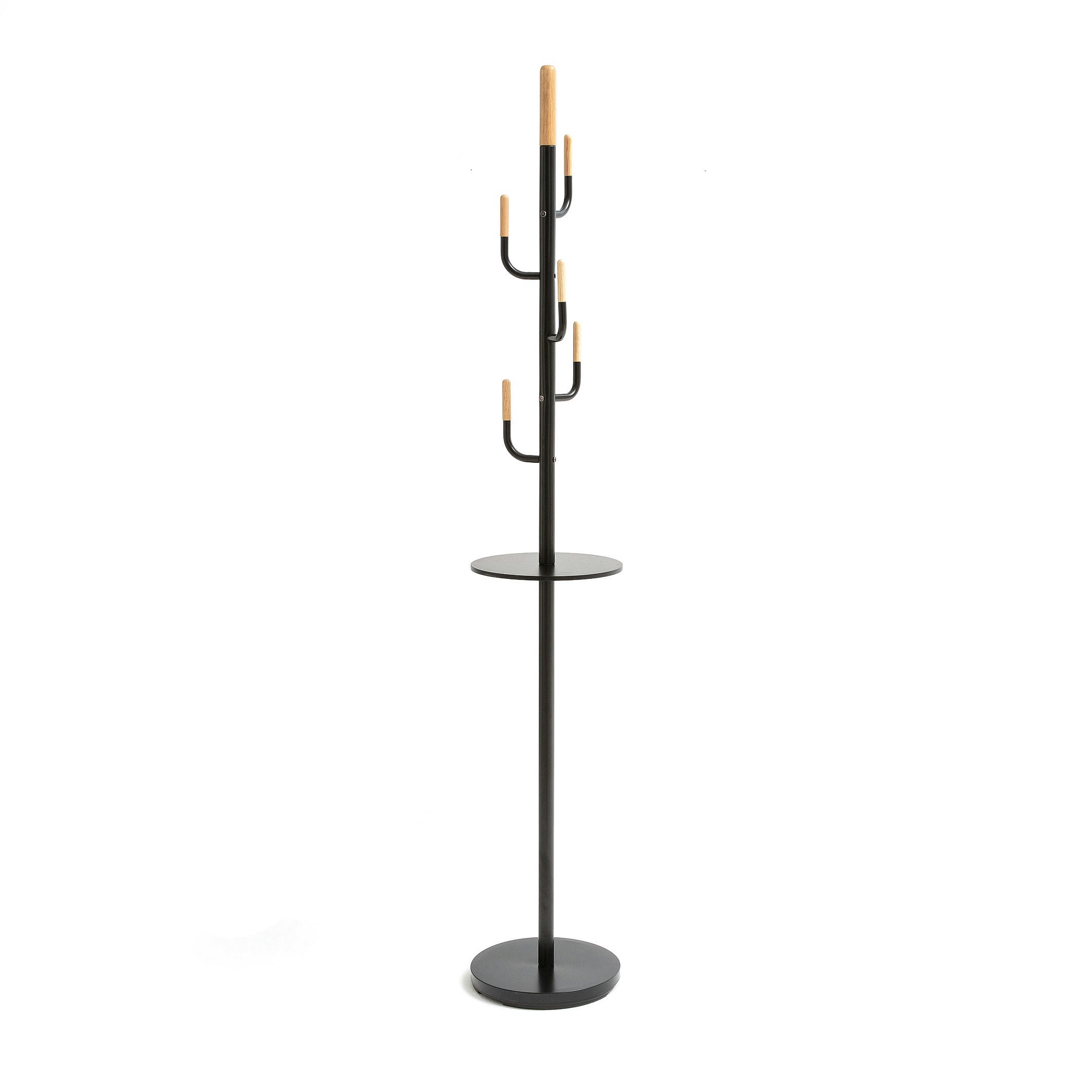 Porte-manteau en métal acier et hévéa, Cactus