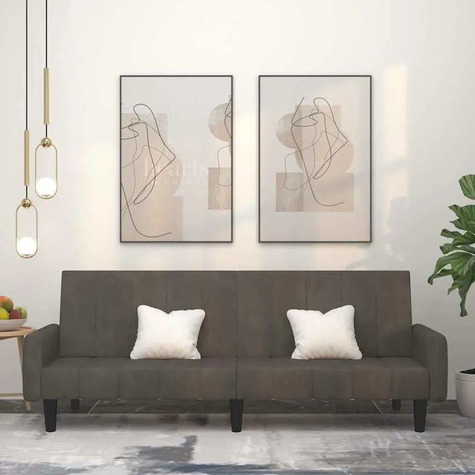 vidaXL Slaapbank met armleuningen en Klik-klak - Donkergrijs fluweel - 220 cm