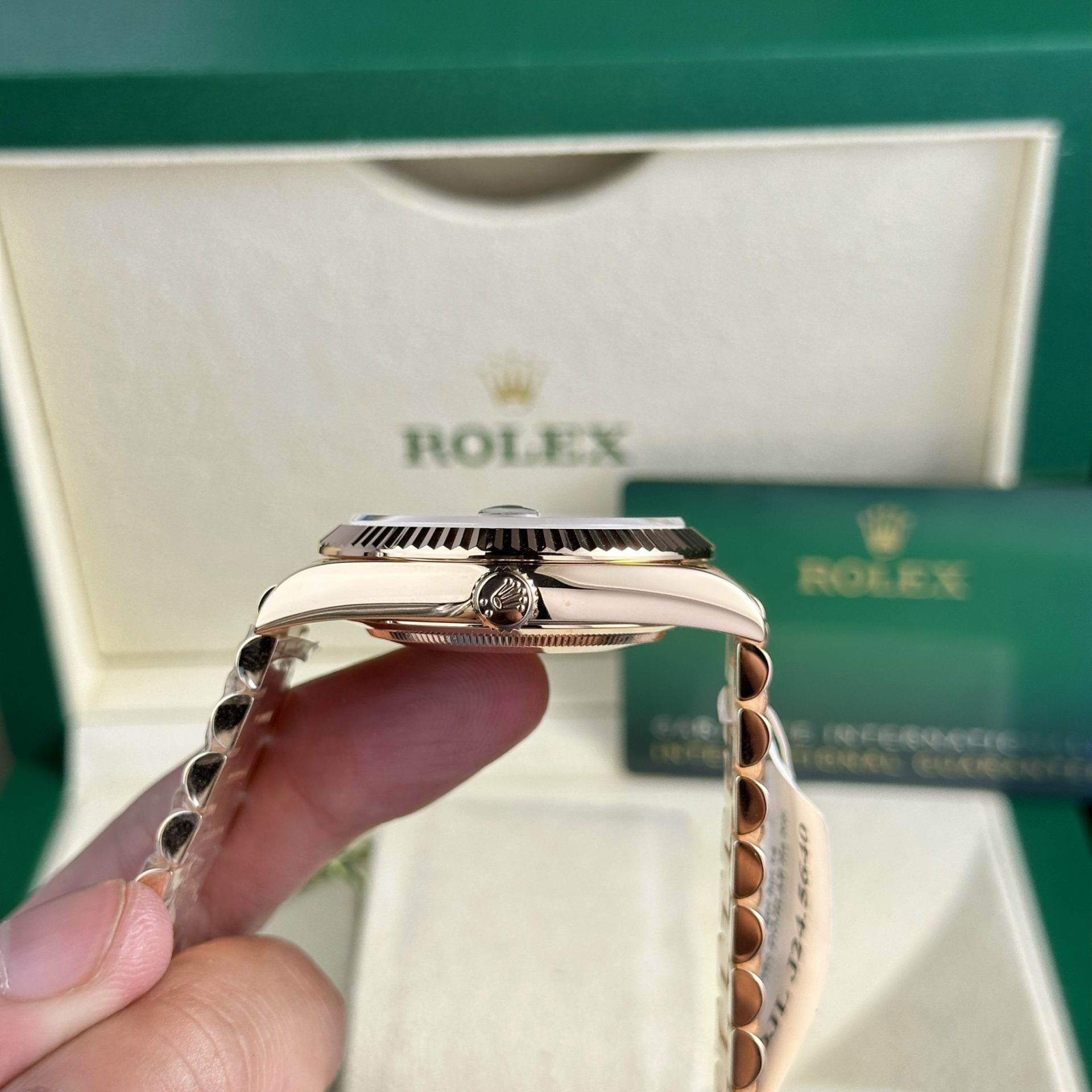 Rolex Day-Date 228235 RG Plated Eisenkiesel Dial CZ Diamonds 40mm Super Clone