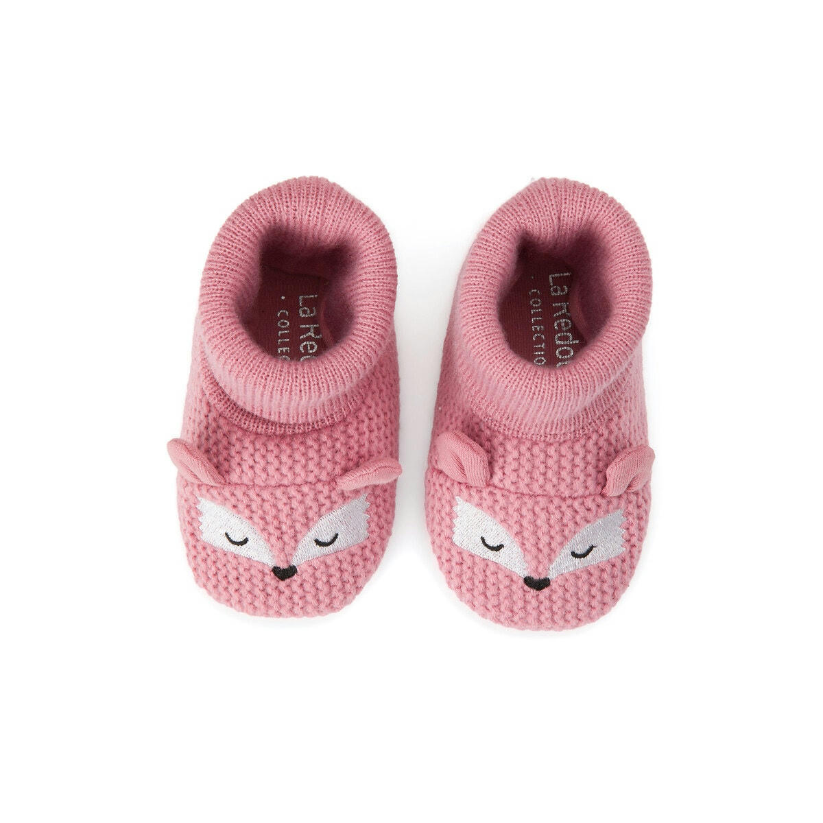 Chaussons à enfiler en tricot tête de renard