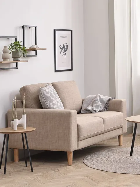 Sofa EGENSE 2-pers. sandfarvet stof