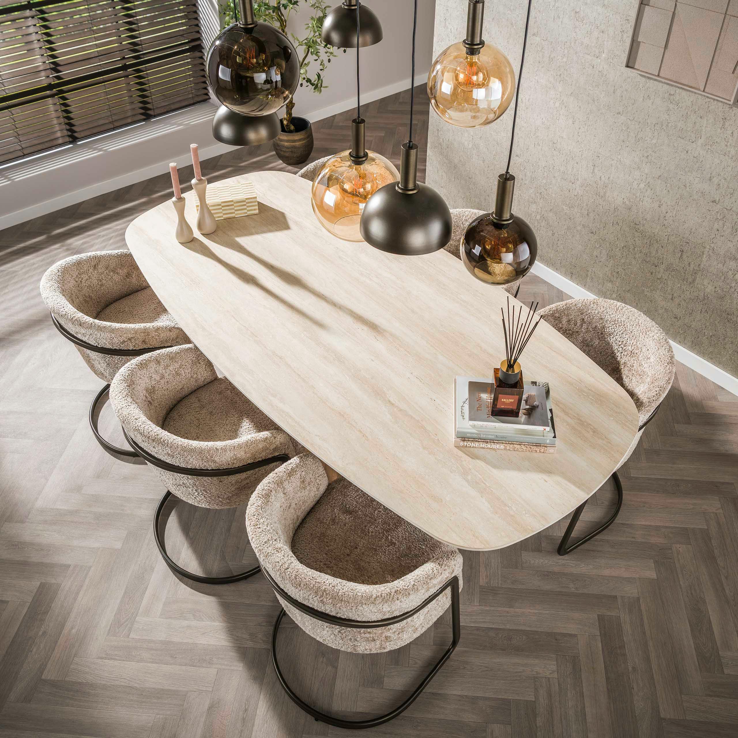 Table à manger céramique effet travertin 215 cm ASCOLI