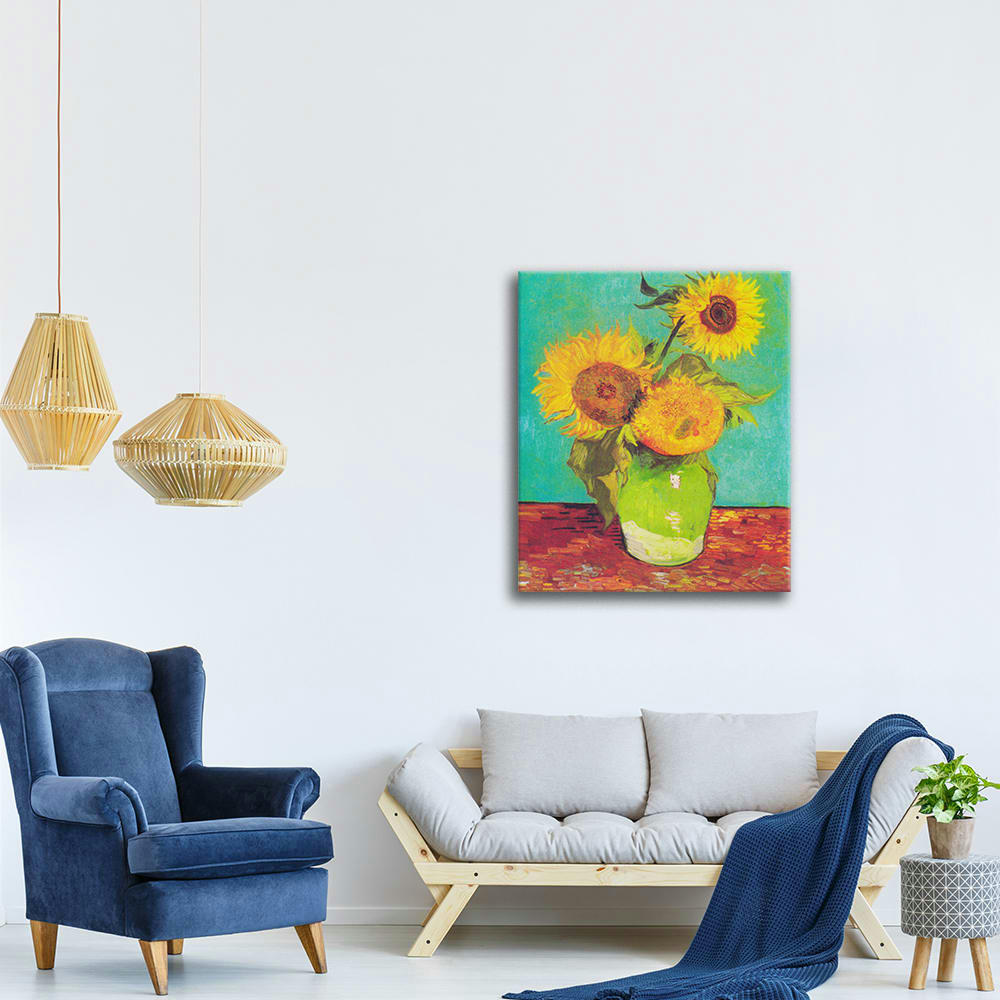 - Tableau vase avec trois tournesols Vincent Van Gogh 80x100cm