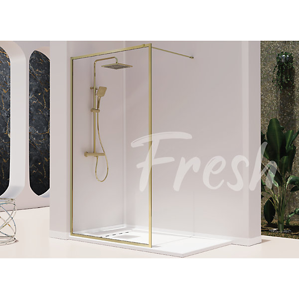 Paroi de douche fixe FRESH PERIMETRAL finition OR BROSSE 100 cm