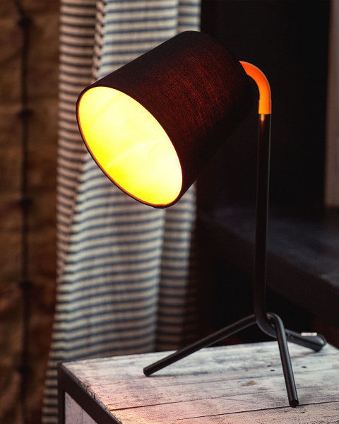 Lampa stołowa nocna czarna z pomarańczowym