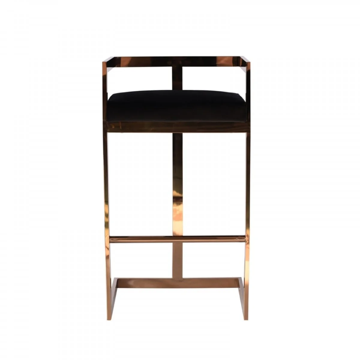 Modrest Halifax Modern Black Velvet & Rosegold Bar Stool