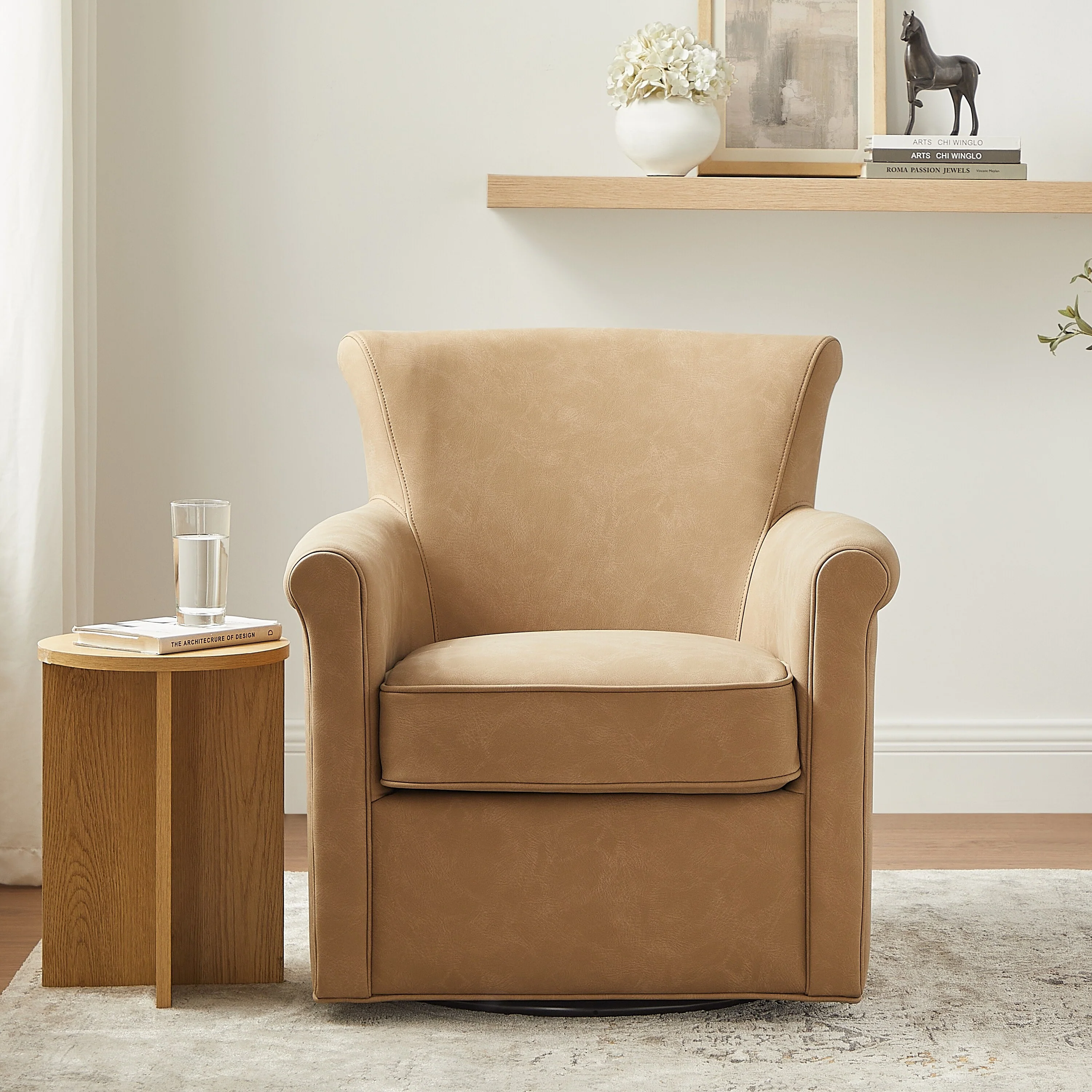 Whitby Faux Leather Swivel Accent Chair