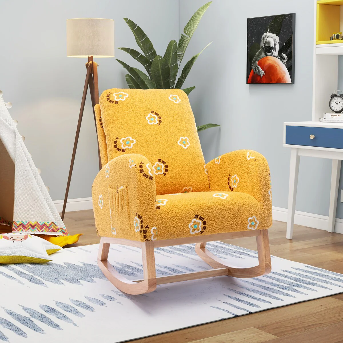 Nursery Rocking Chair High Back Accent Rocker for Living Room