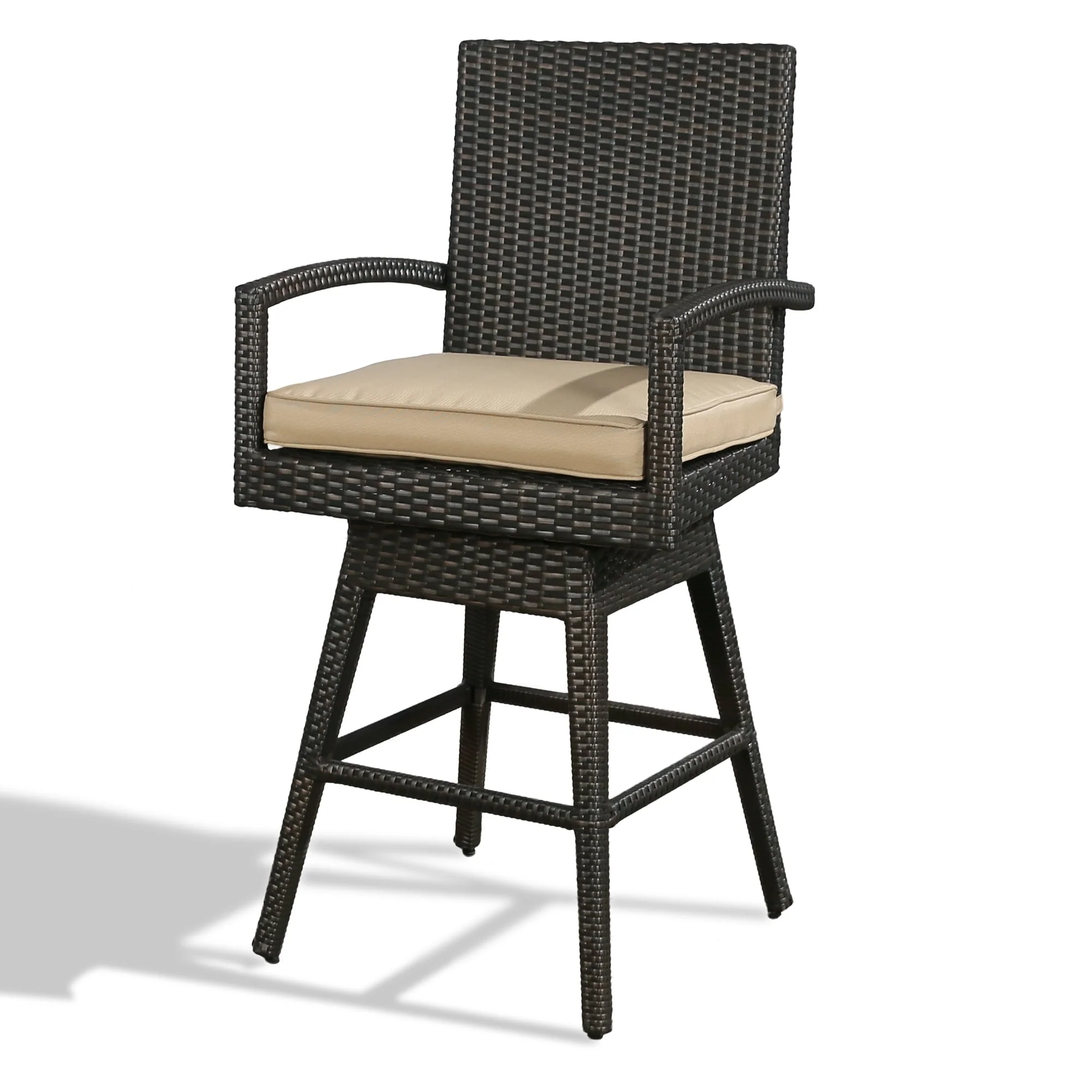 Outdoor Bar Height Stools, All-Weather Swivel Bar Stool with Cushion