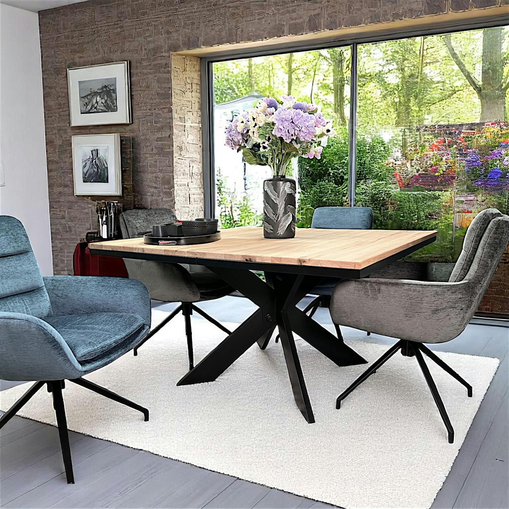 Table carrée extensible en chêne blanc 130 cm PALERME
