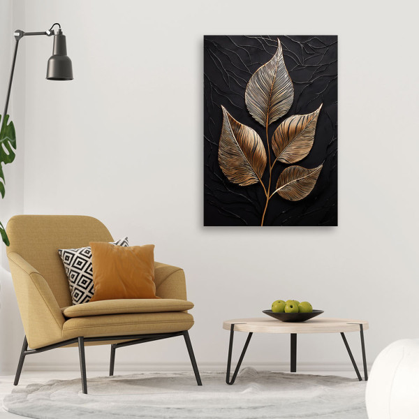 Feeby Obraz na płótnie, Liście Glamour Minimalizm 40x60