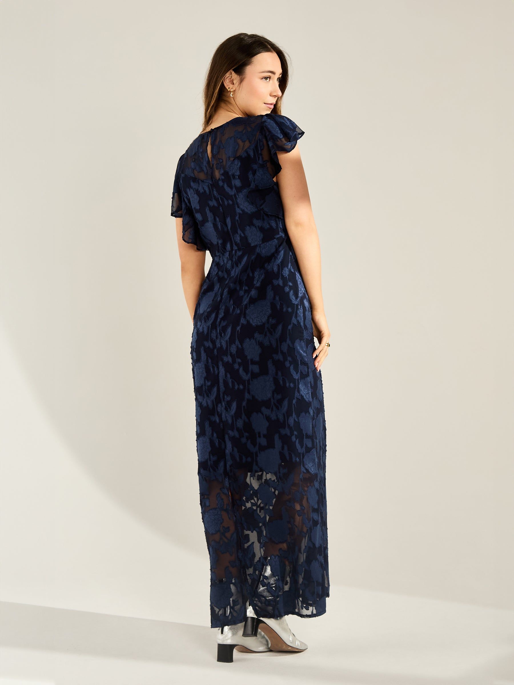GWD by GEORGE W. DAVIES GWD Zoey Jacquard Floral Navy Maxi Dress