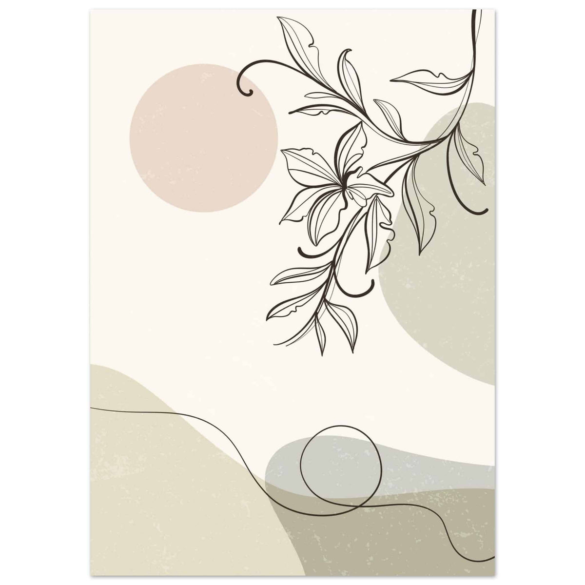 Artfulprints Poster Boho – Soft botanics  - 50x70 cm - beige