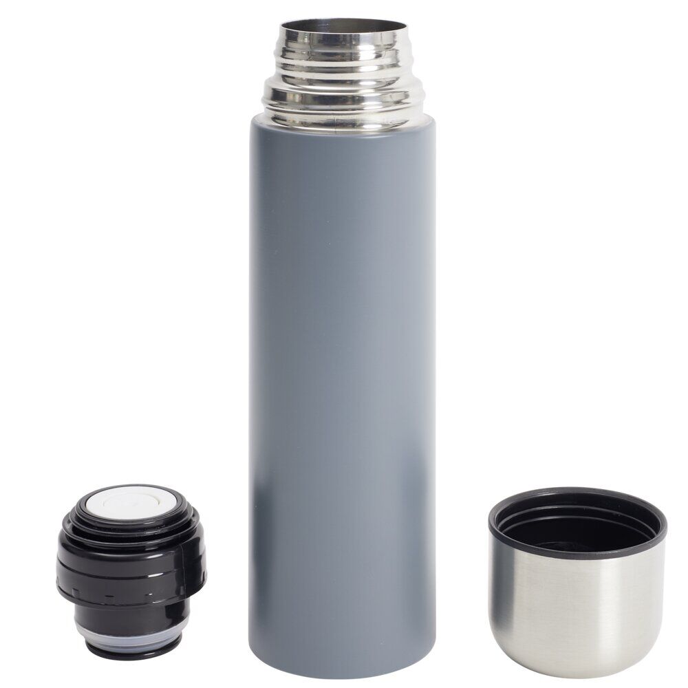 Bouteille isotherme thermos inox 500ml avec tasse intégrée gris foncé Ø7xH24cm