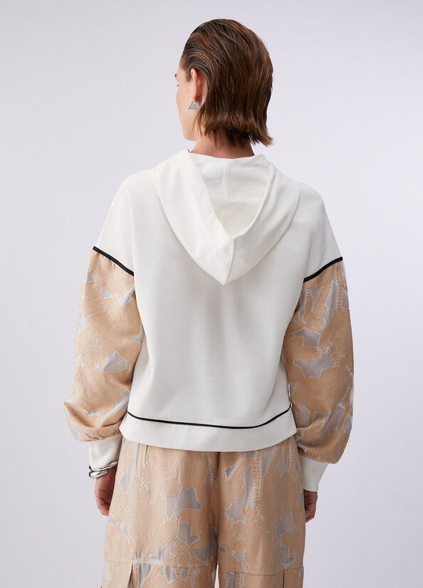 Felpa con cappuccio e dettagli in organza