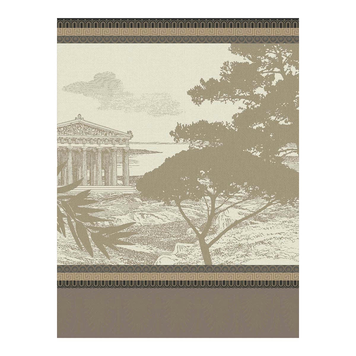 VOYAGE EN GRÈCE - Torchon en coton antique 60 x 80
