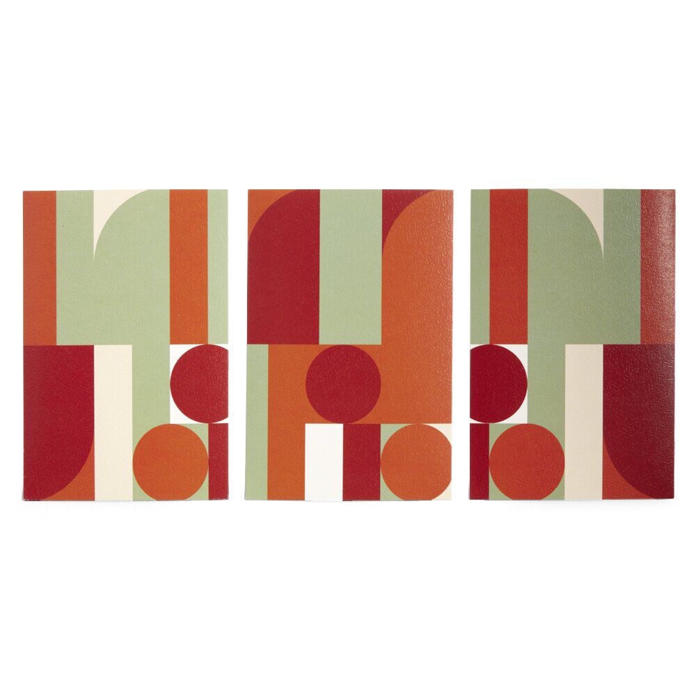 Lot de 3 affiches papier rouge orange et vert 10x15cm