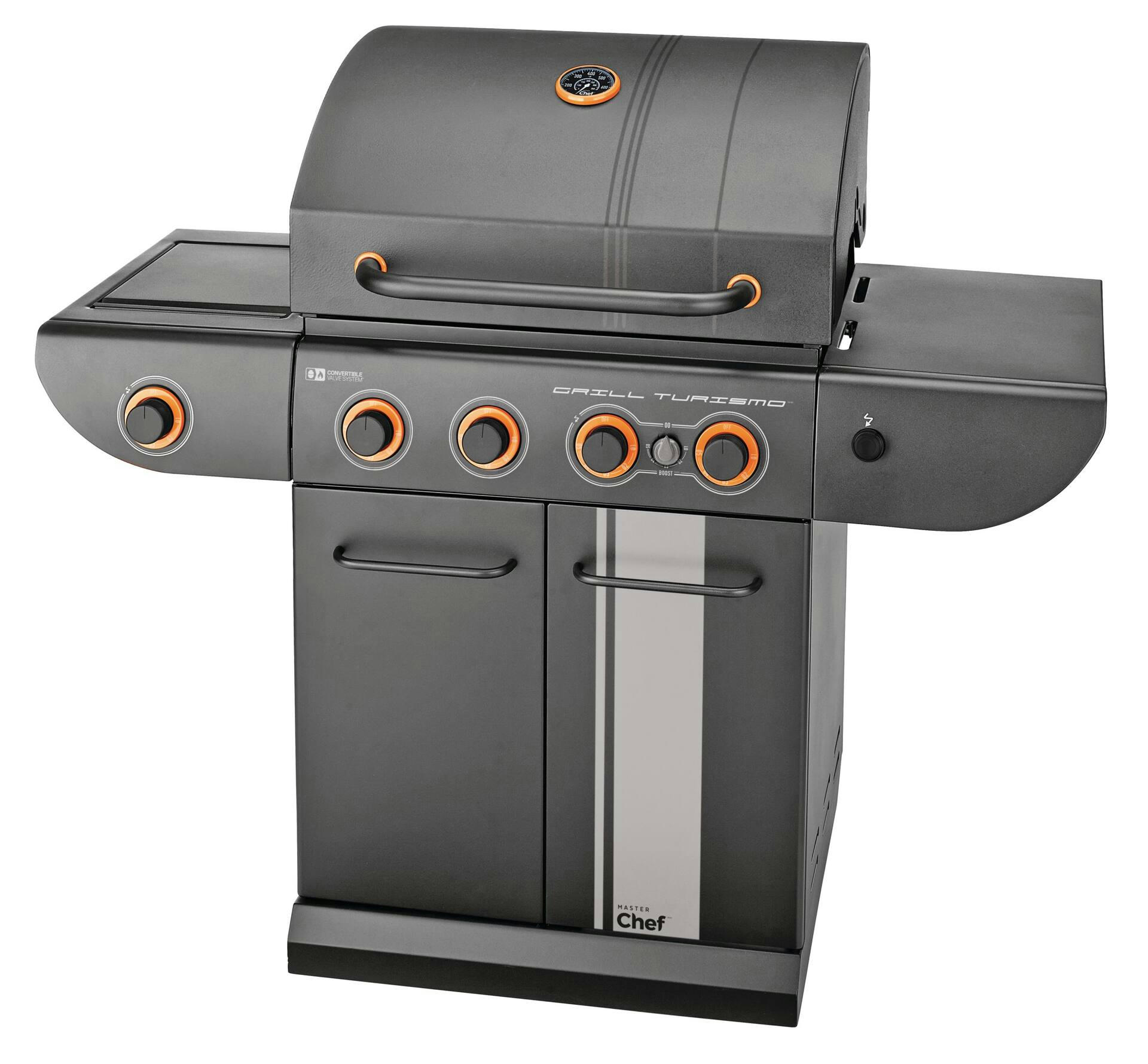 MASTER Chef Grill Turismo 4-Burner Convertible BBQ with Side Burner