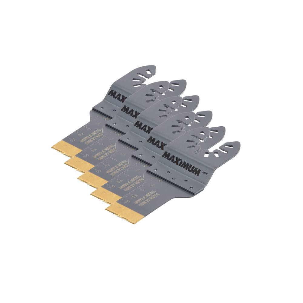 MAXIMUM Oscillating Multi-Tool Titanium Bi-Metal Wood & Metal Flush Cut Blades, 3/4-in, 5-pk