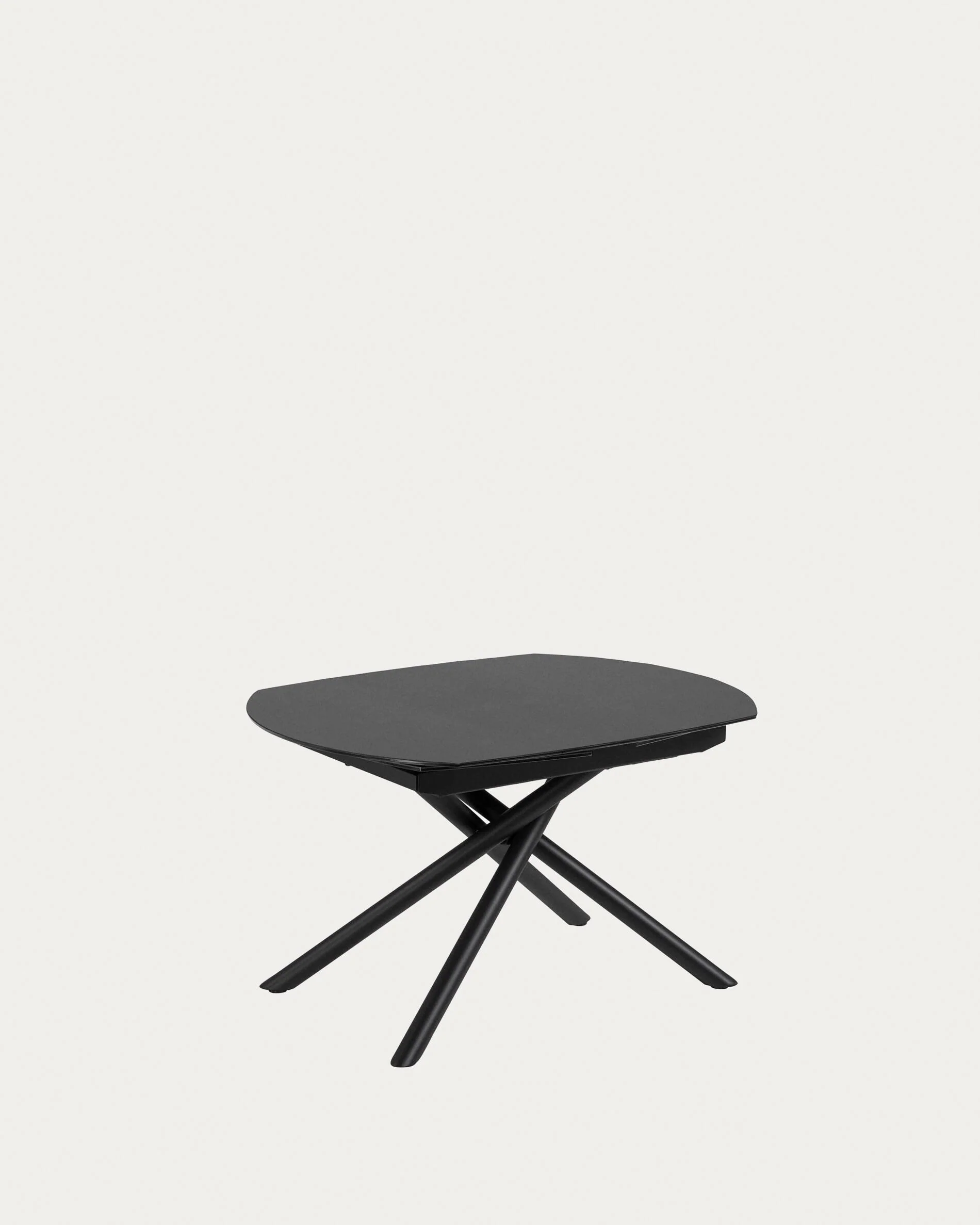 Yodalia extendable table in tempered glass with steel legs in a black finish 130(190)x100 cm