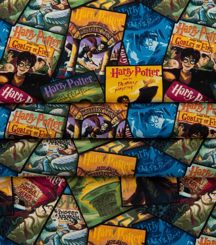 Harry Potter Book Cover Stack Cotton Fabric