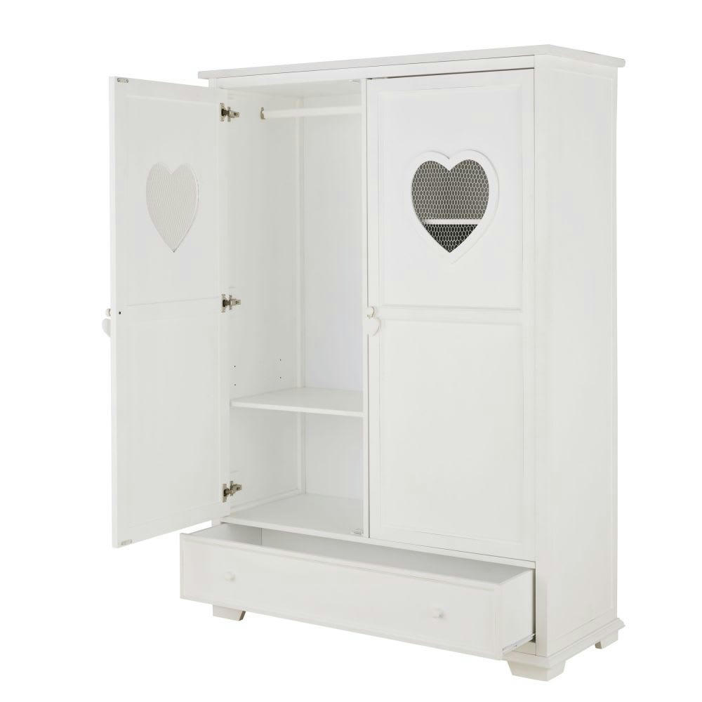 Valentine - Armoire blanche 2 portes 1 tiroir