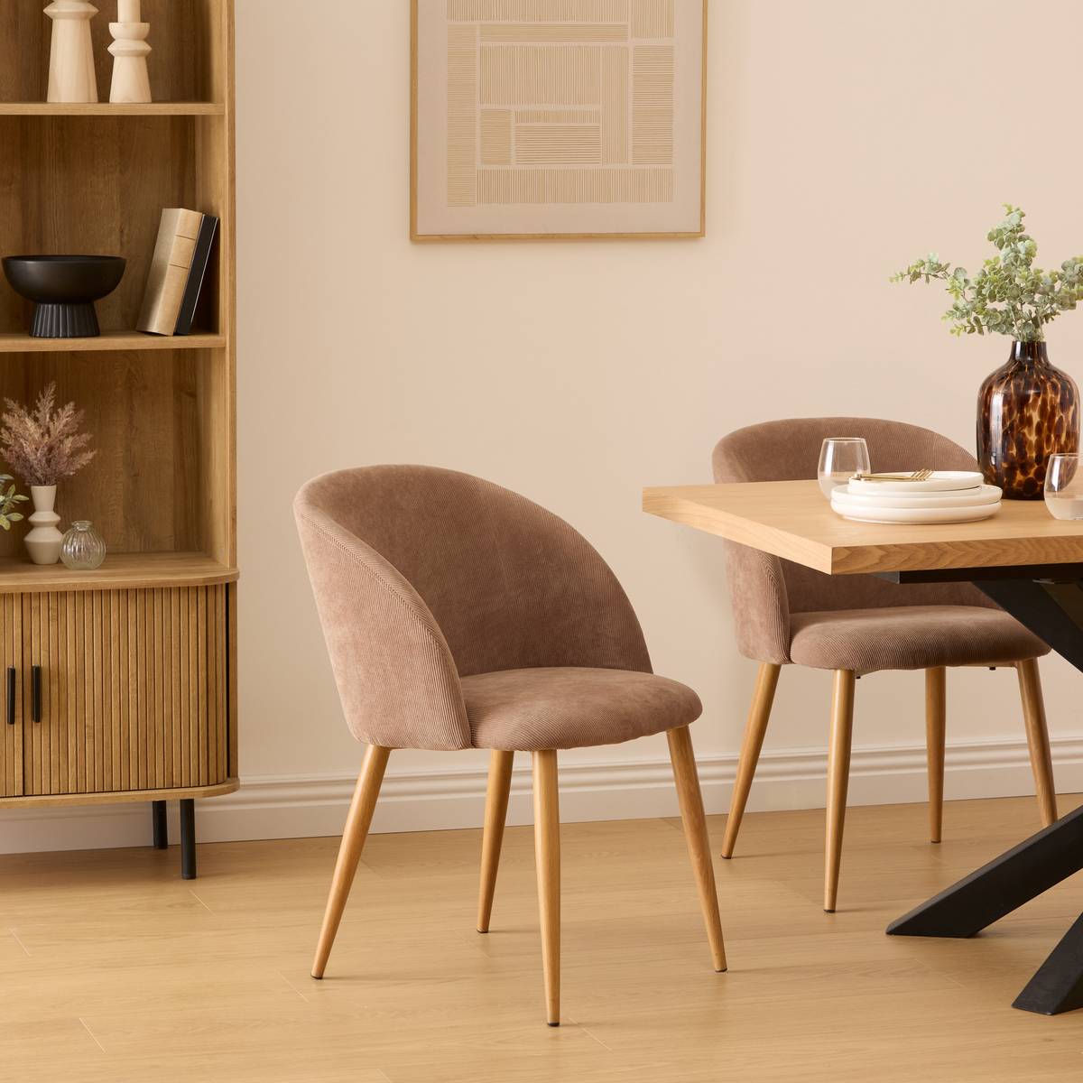 Armchair "Celeste" Corduroy, Taupe grey