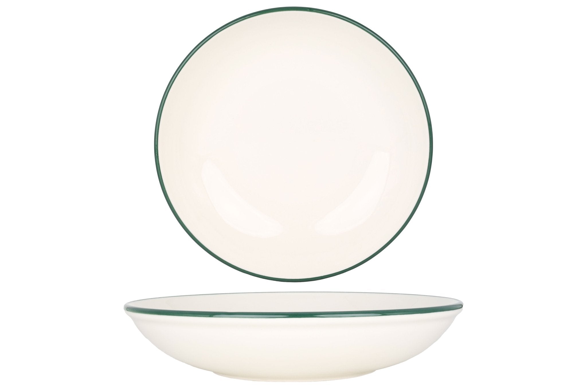 Rinart Diep bord - Green Edge - Porselein - 23 cm (900cc) - set van 6