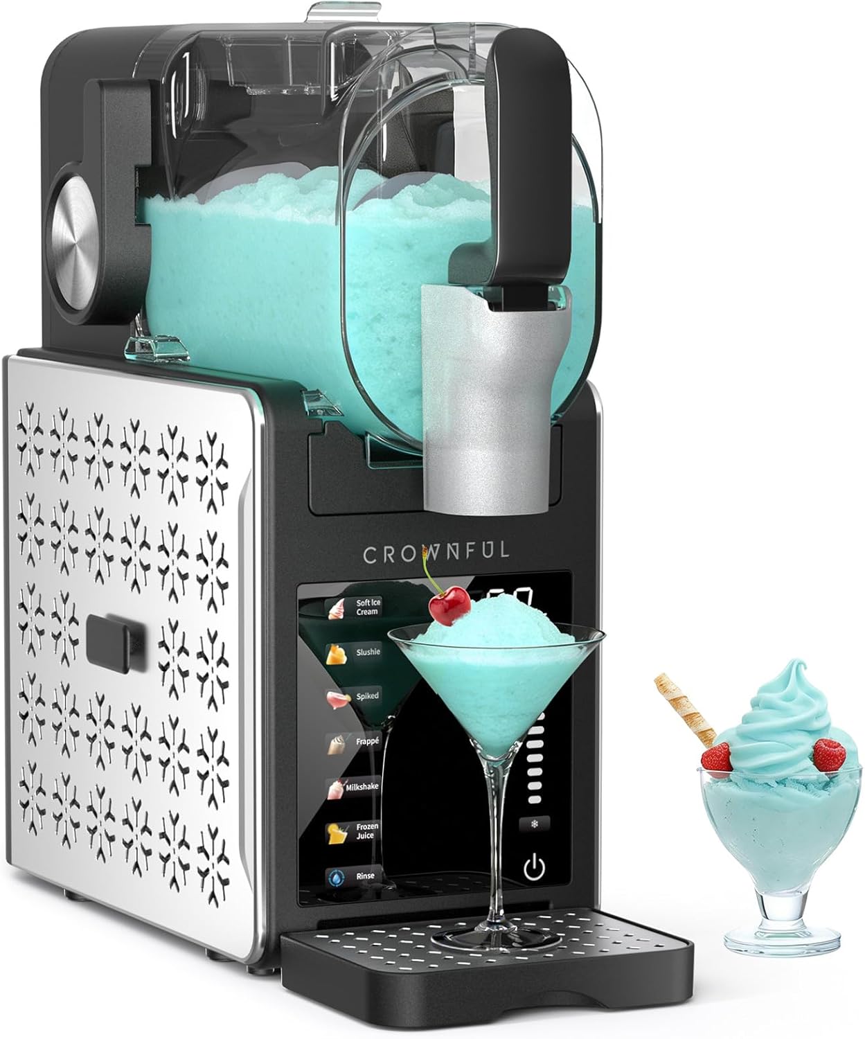 CROWNFUL Slushie Machine for Home, 101oz (64oz Liquid Fill) Frozen Drink Maker, No Ice Needed, 6 Programs for Soft Serve, Frozen Margaritas, Frappés and more, Auto-Clean, Maintains Freshness for 12hrs