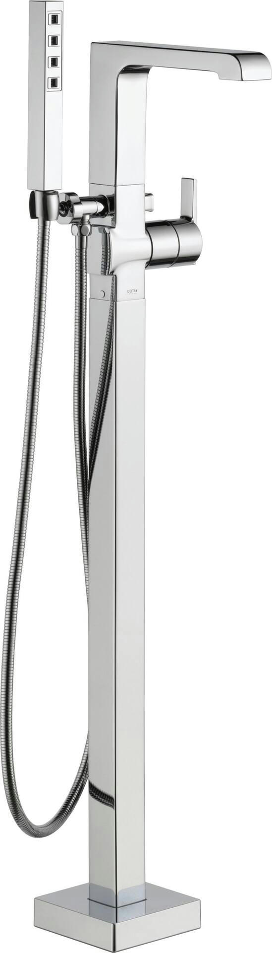 Delta Ara 1-Handle Floor Mount Tub Filler Trim with Hand Shower, Chrome