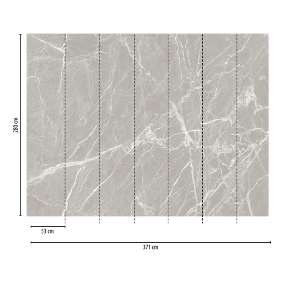 Vliestapete, Marmor-Optik, LxB: 371x280 cm, grau-weiß