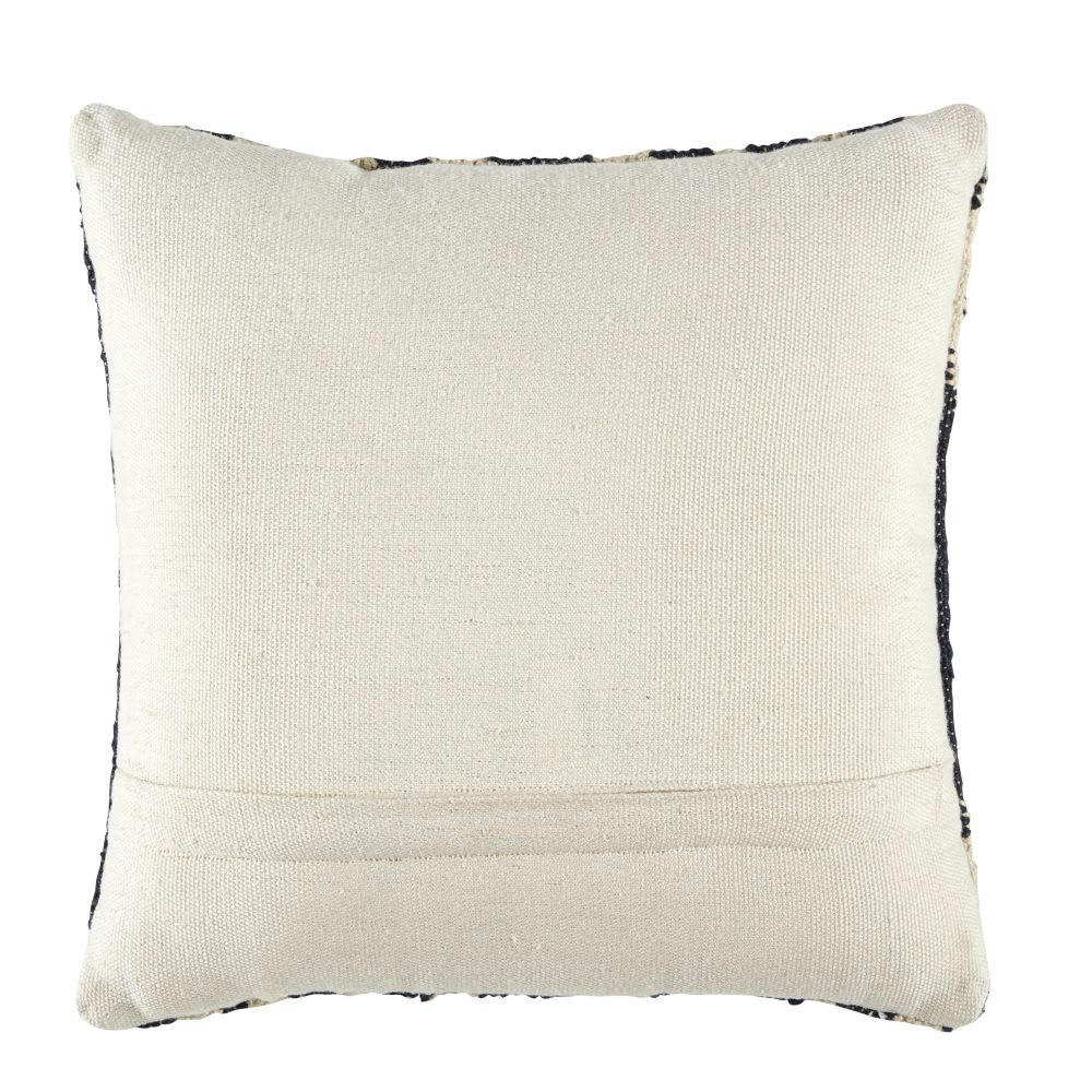 SORA - Coussin tissé jacquard noir à motifs beiges 45x45