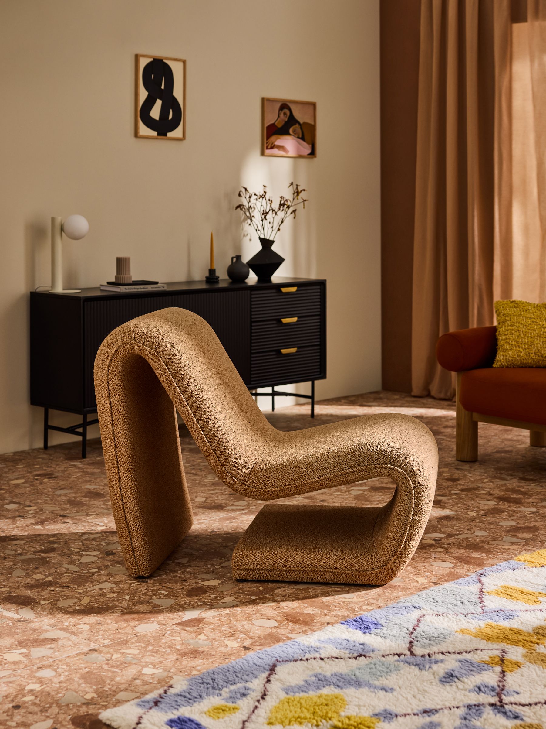 Wexler Chair in Caramel Natural Pax Boucle
