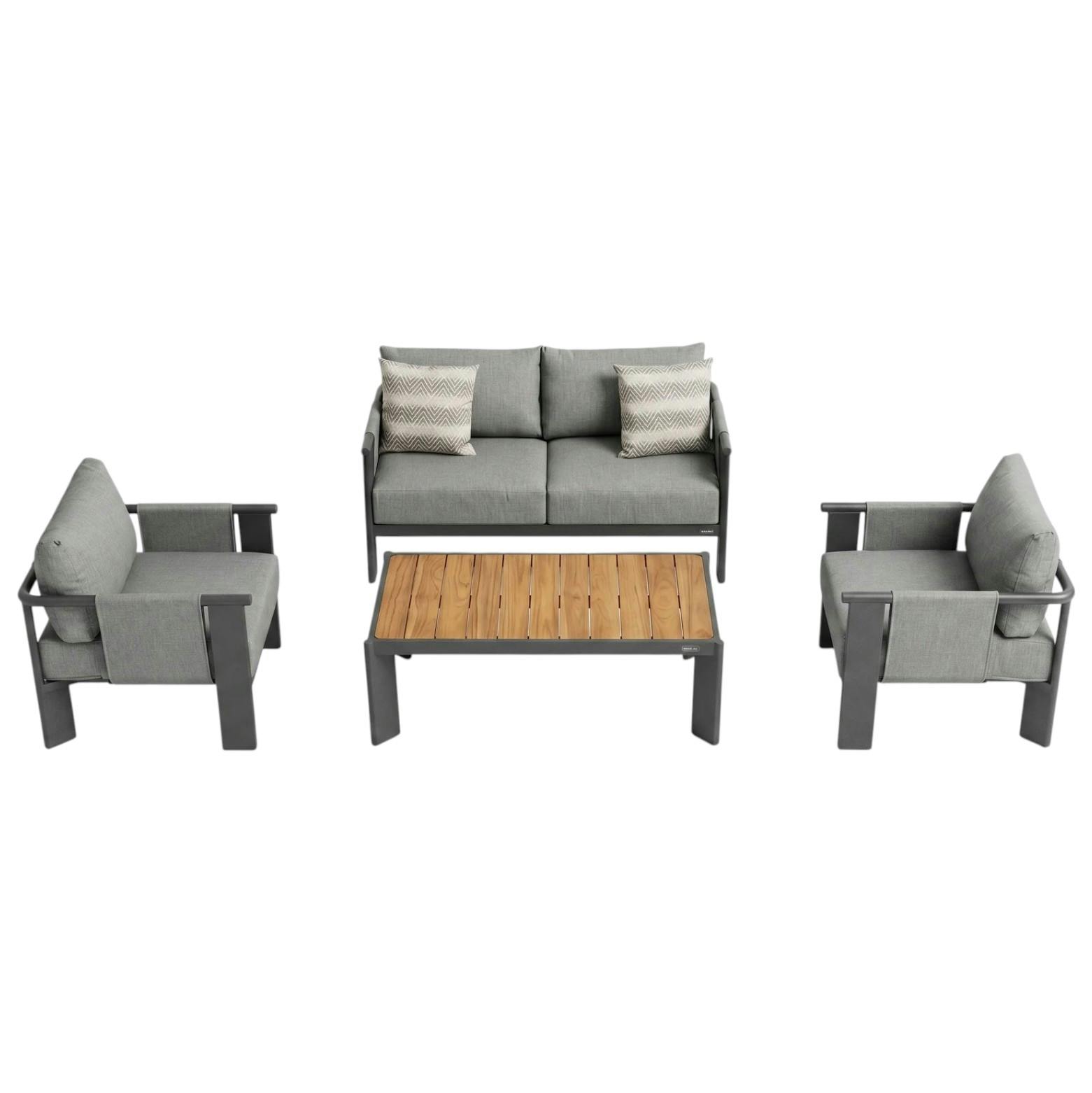 Salon de jardin 4 places en aluminium anthracite LIGO