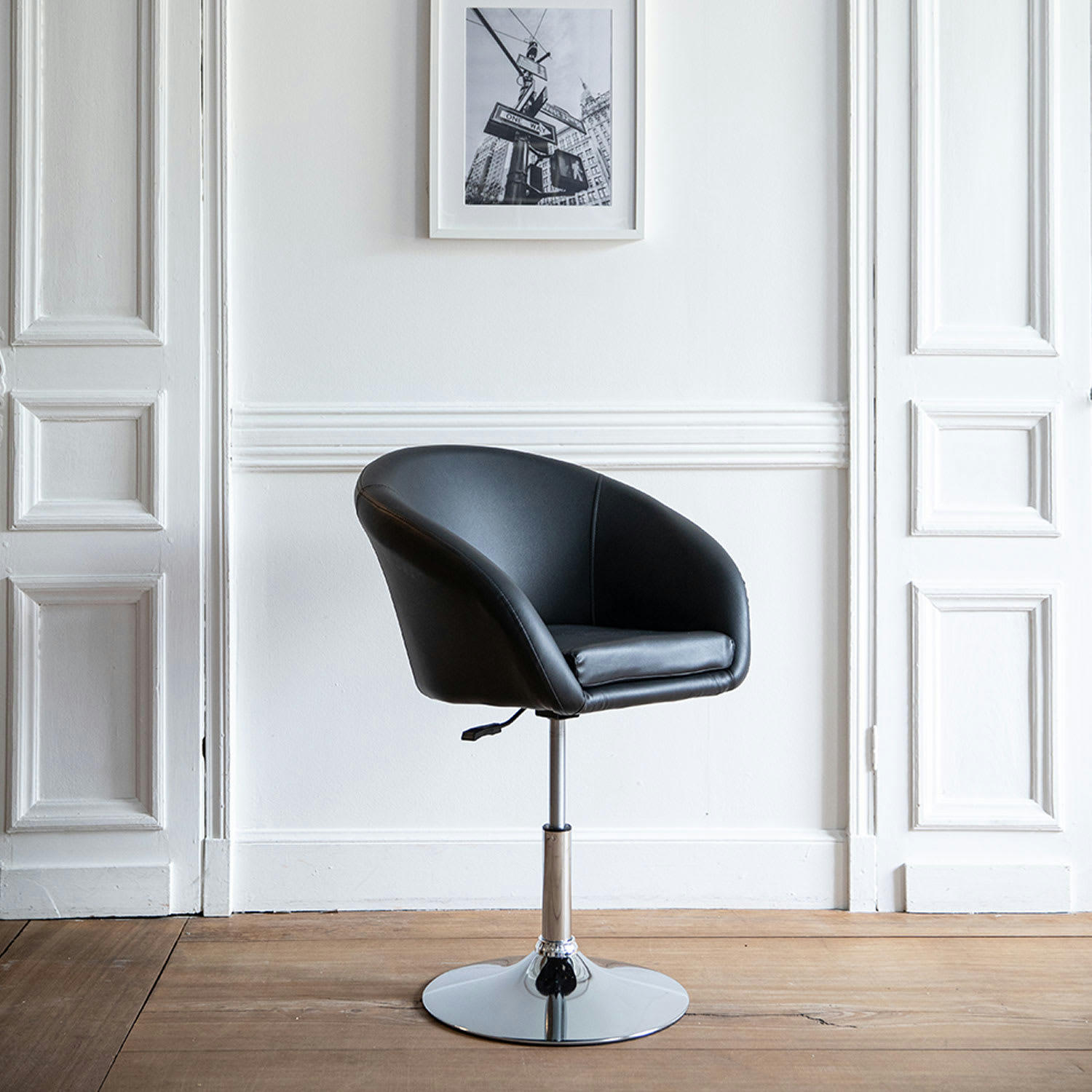 GABIN - Tabouret de bar réglable en simili noir