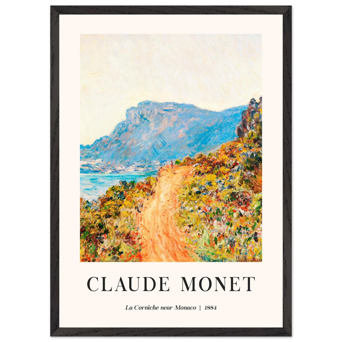 Artfulprints Poster met Lijst Claude Monet - La Corniche near Monaco  - 50x70 cm - Meerkleurig