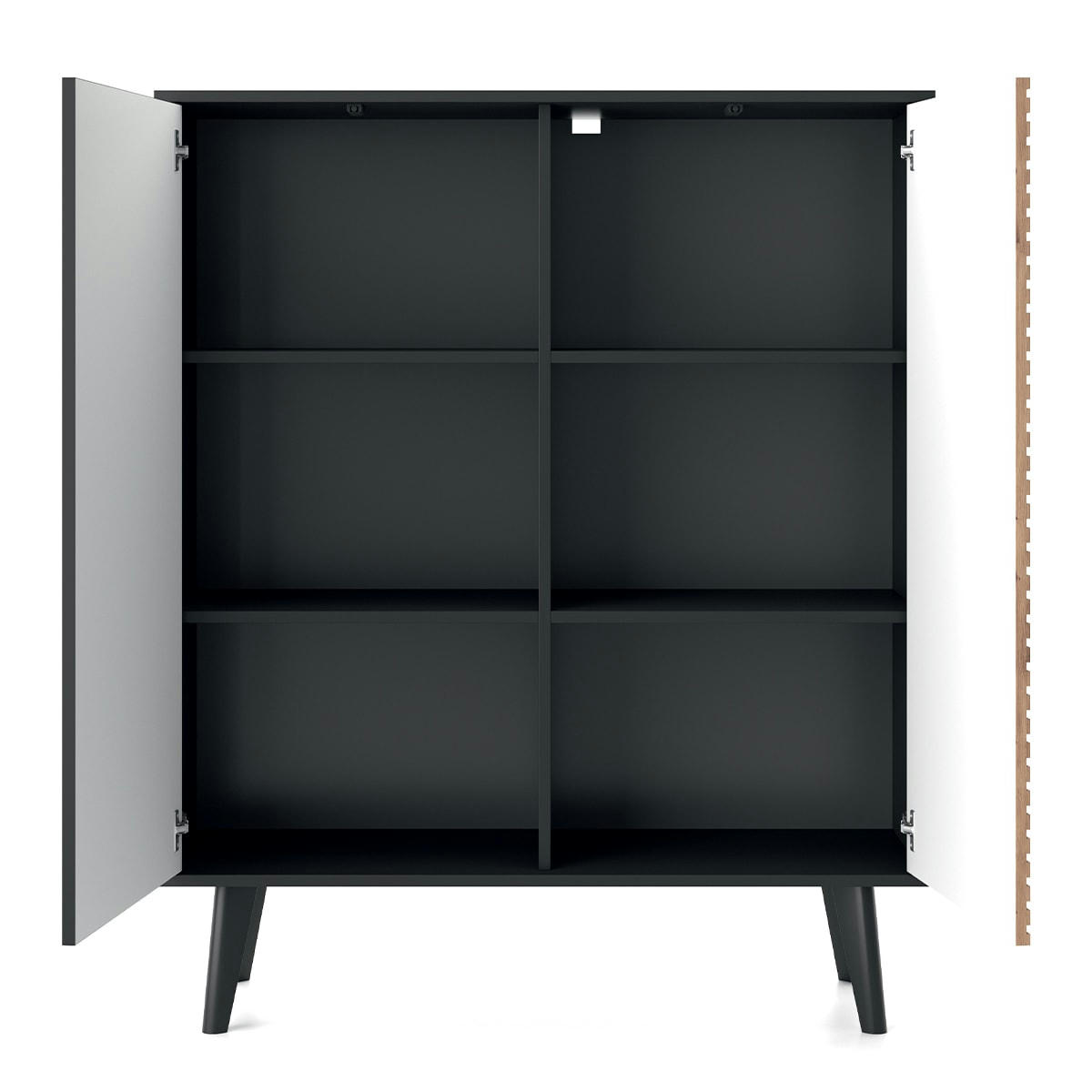 - Buffet haut 2 portes noir et naturel