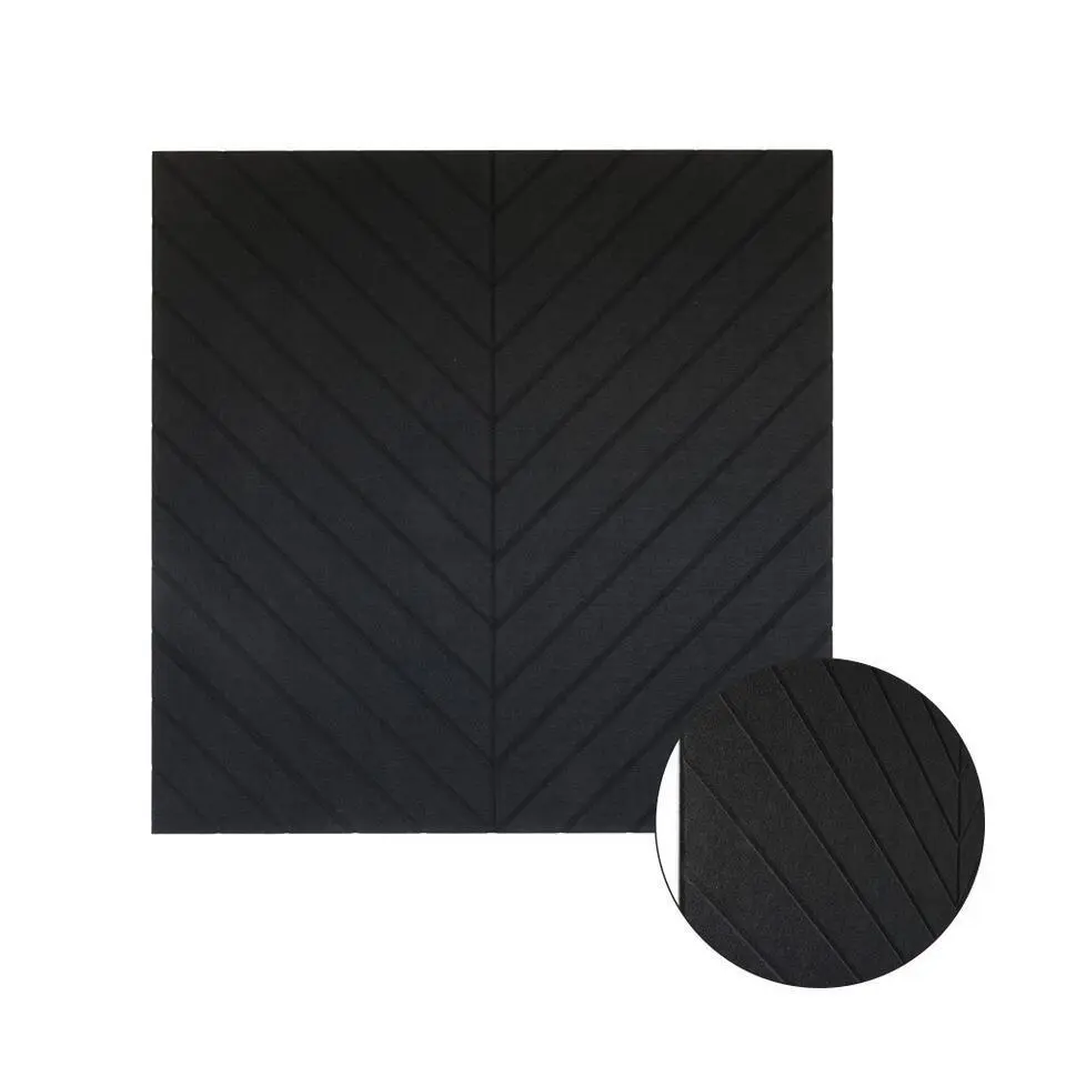 Akoestisch wandpaneel PET-vilt - 100x100cm - Visgraat motief Zwart