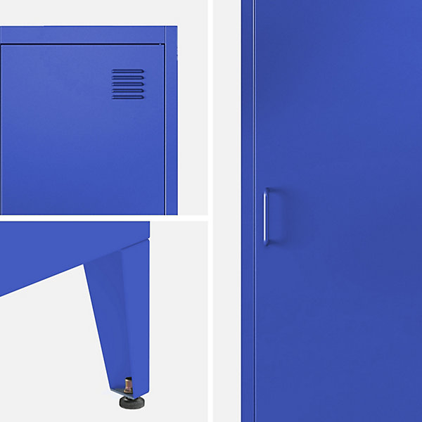 Armoire chambre en acier bleu 4 espaces de rangement. casier