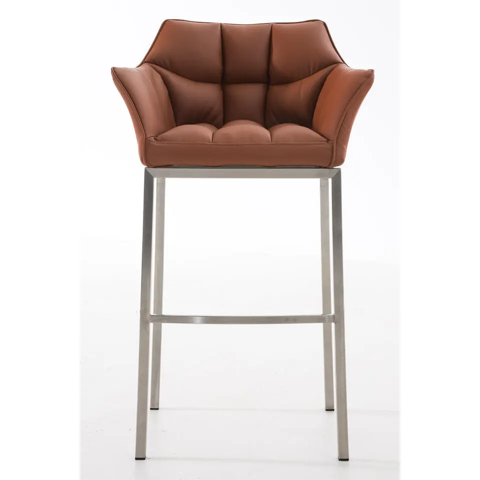 CLP Barkruk Damaso roestvrij staal Frame - Kunstleer - licht bruin