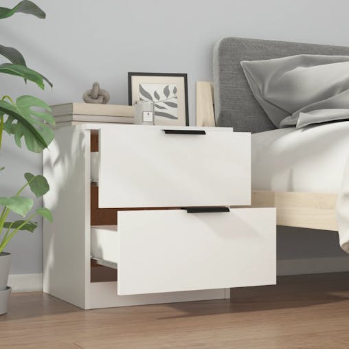 NNEVL Bedside Cabinets 2 pcs White Engineered Wood