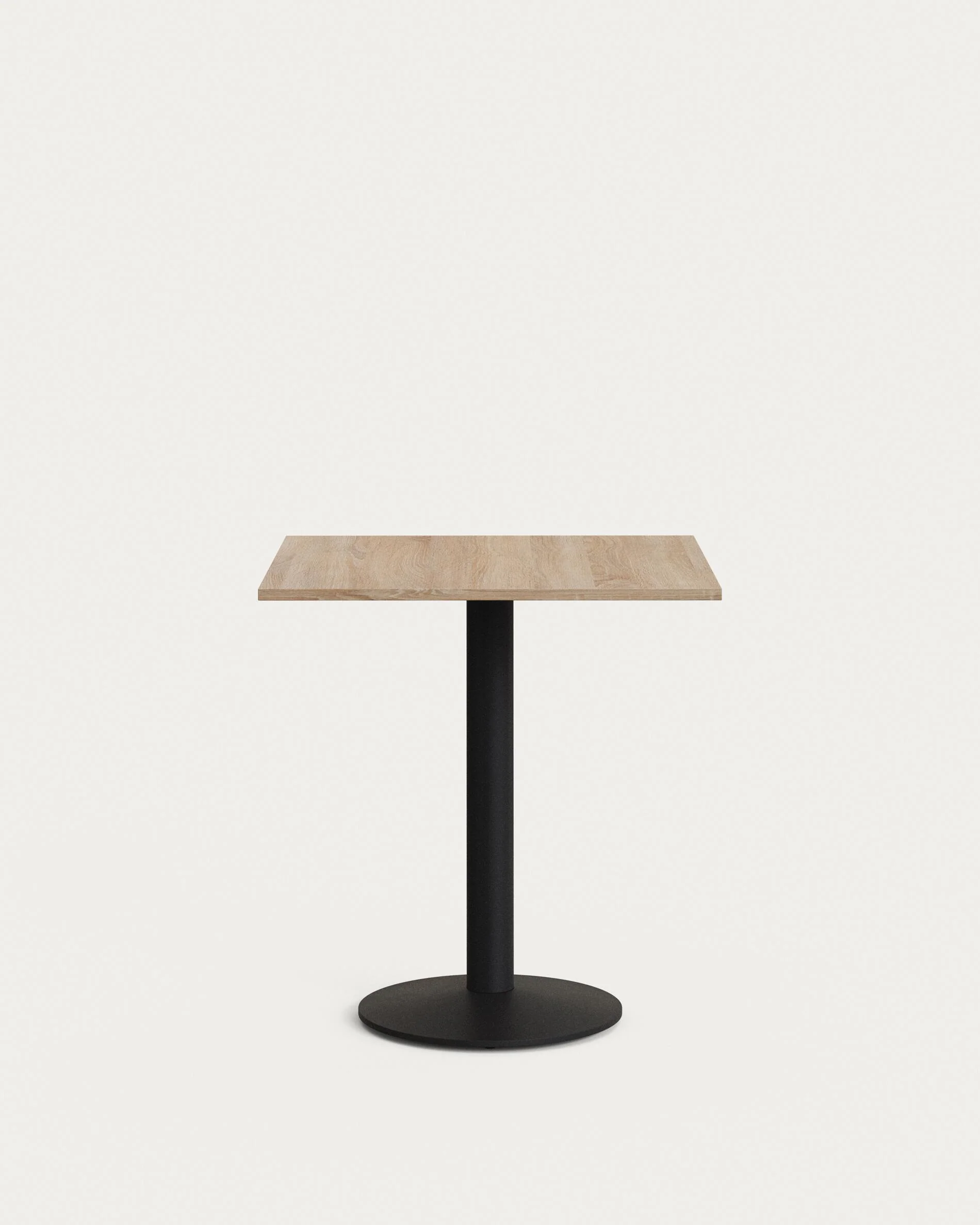 Esilda table in natural finish melamine with metal leg in a painted black finish, 70x70x70 cm