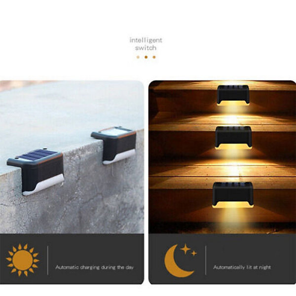 BASHLWUA 16 pcs Réverbère solaire escalier lumière allée couloir escalier lumière coquille noire lumière chaude