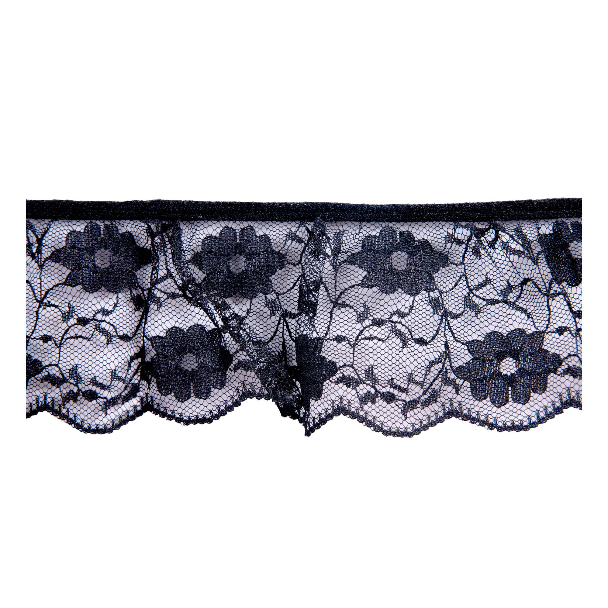 Black 60mm Frilled Nylon Lace Trim by the Metre