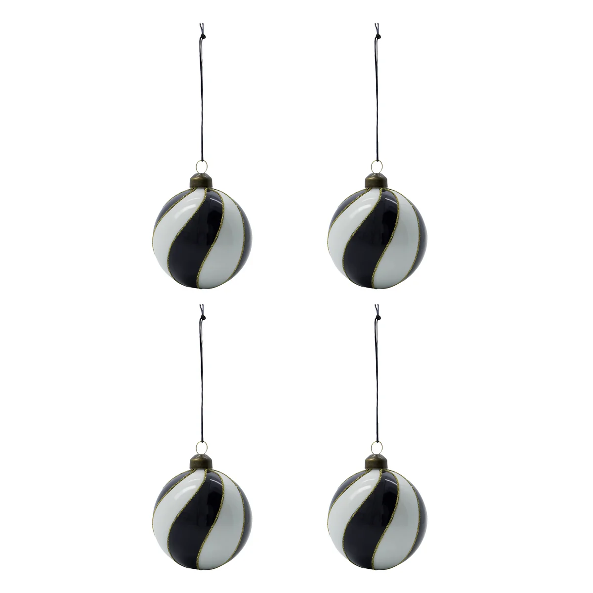 House Doctor - Coil Ornament, Ø 8 cm, schwarz / weiß (4er-Set)